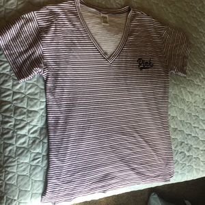 PINK stripped v neck t shirt